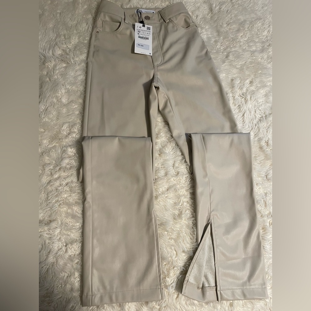 Zara leather slit pants